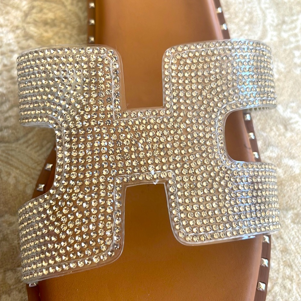 Brand New Madden Girl Rhinestone Crystal Sparkle Slides Sandals H-Band Strap - Picture 7 of 15